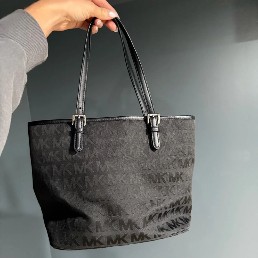 Michael Kors Black MK Logo Tote Bag - Picture 2 of 7